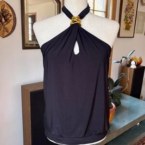 Y2K Express Gold and Black Halter Top